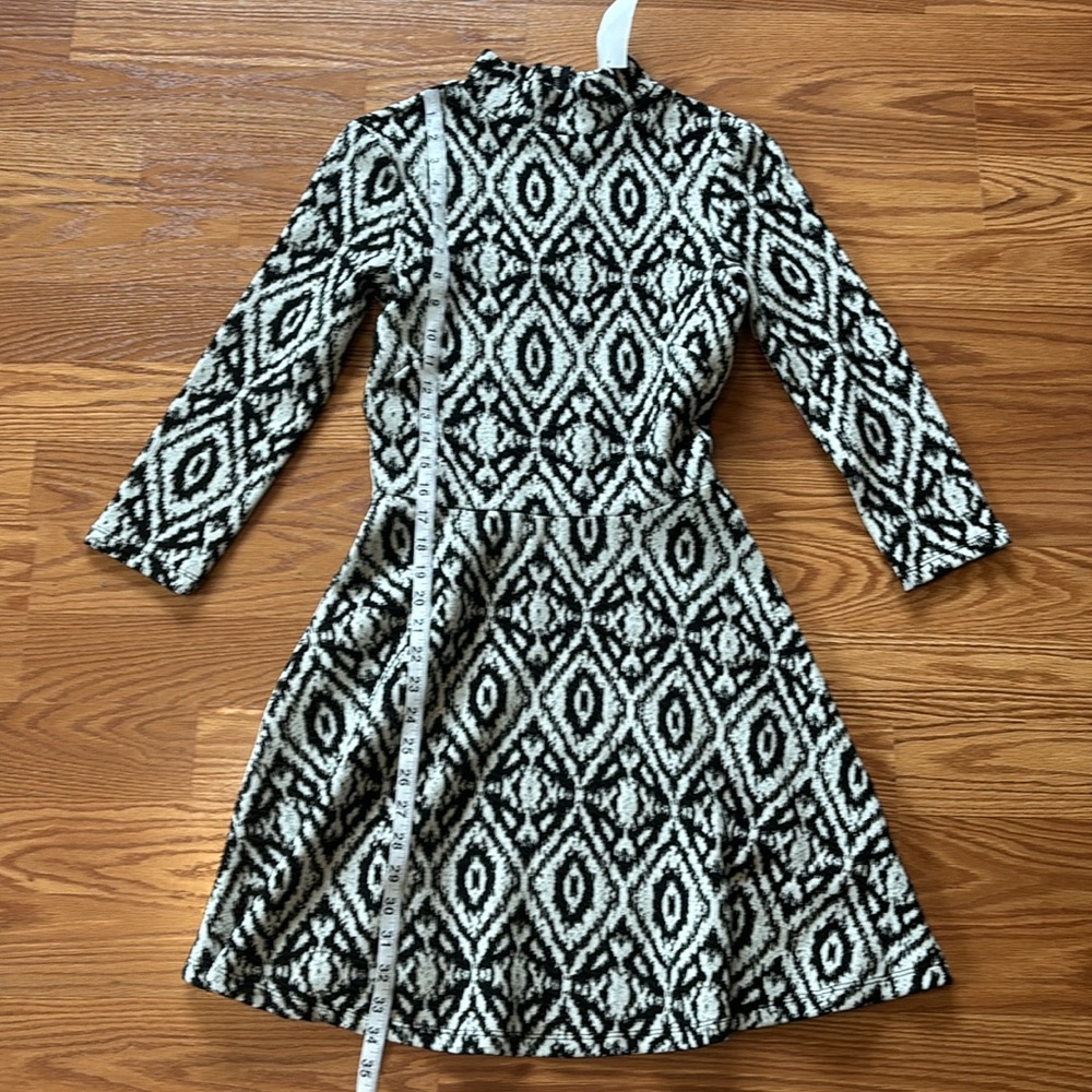 NWT H&M Black White Long Sleeve Mock Turtleneck Fit & Flare Dress Small Casual - Picture 7 of 11